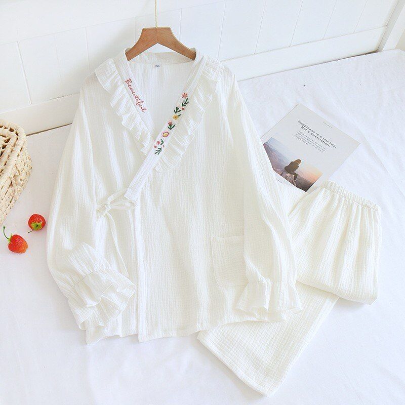 Ivory Grace (%100 Pamuk Müslin Pijama Takımı)