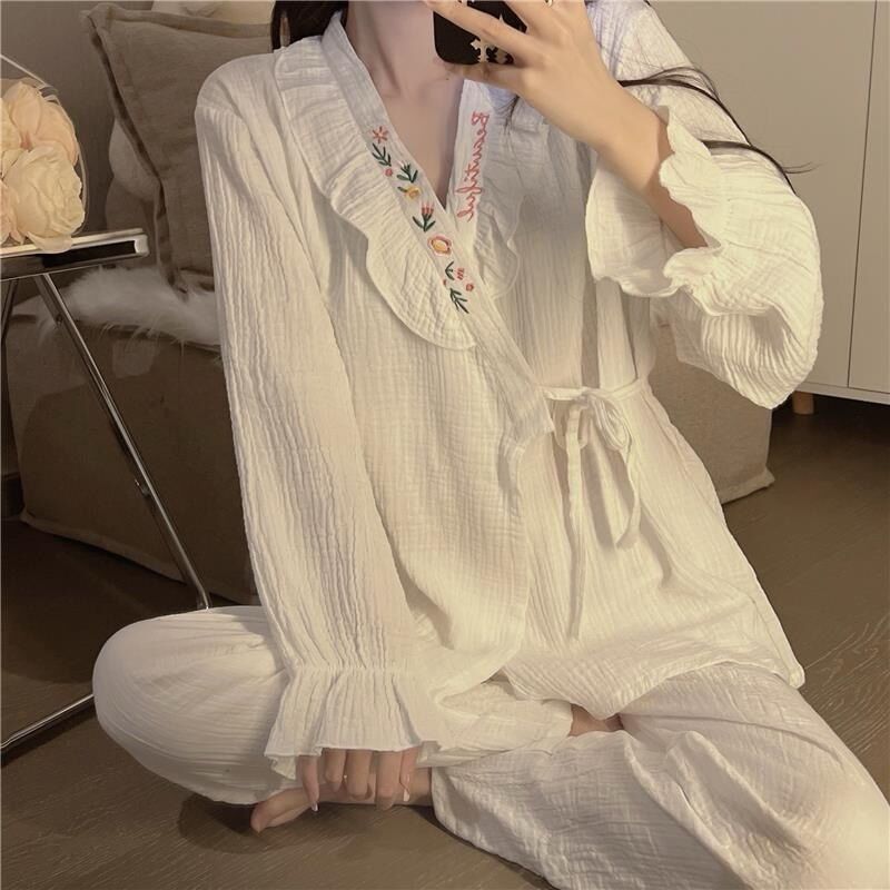 Ivory Grace (%100 Pamuk Müslin Pijama Takımı)