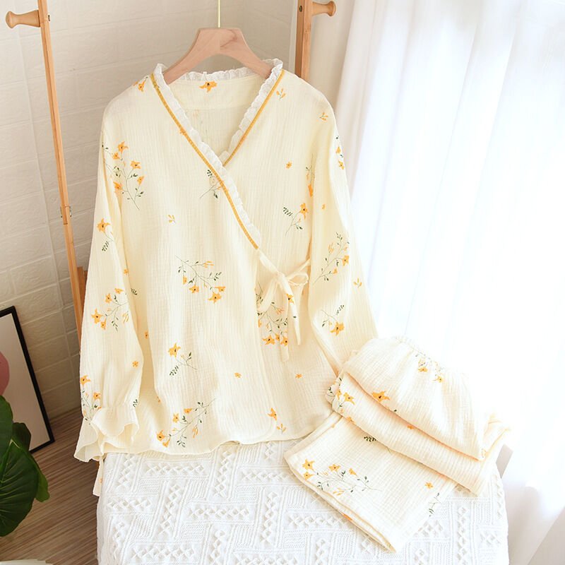 Golden Bloom (%100 Pamuk Müslin Pijama Takımı)