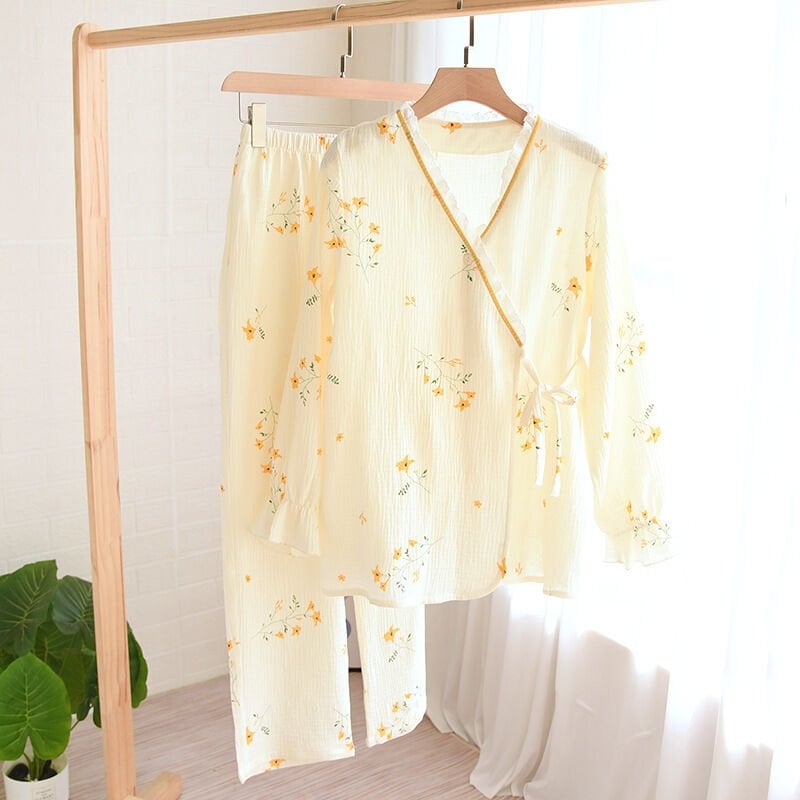 Golden Bloom (%100 Pamuk Müslin Pijama Takımı)