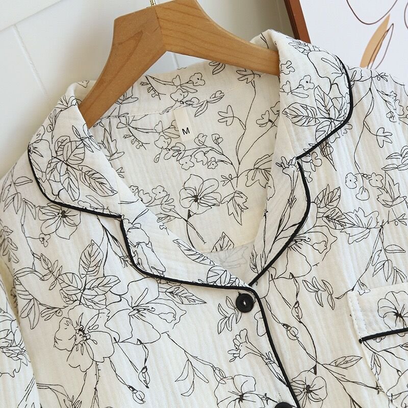 Noir Blossom (%100 Pamuk Müslin Pijama Takımı)
