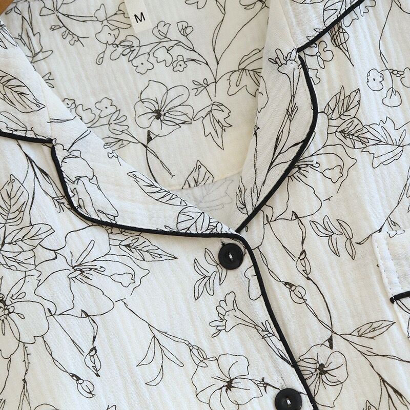 Noir Blossom (%100 Pamuk Müslin Pijama Takımı)