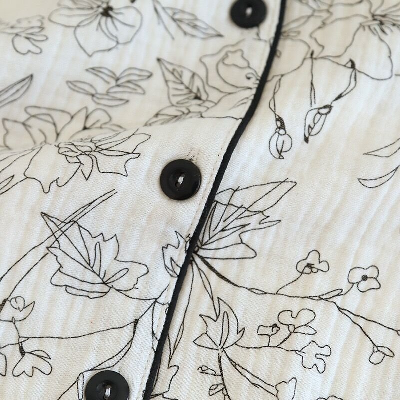 Noir Blossom (%100 Pamuk Müslin Pijama Takımı)