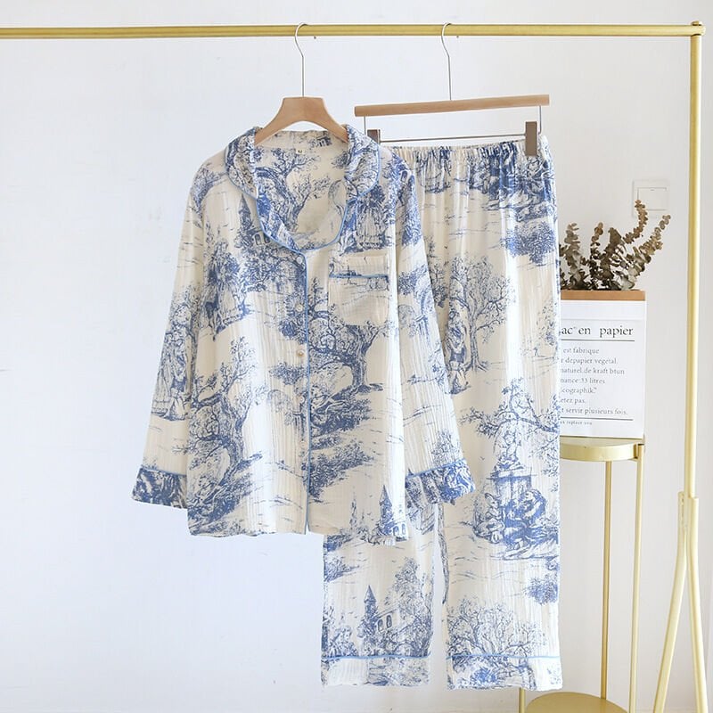 Azure Garden (%100 Pamuk Müslin Pijama Takımı)