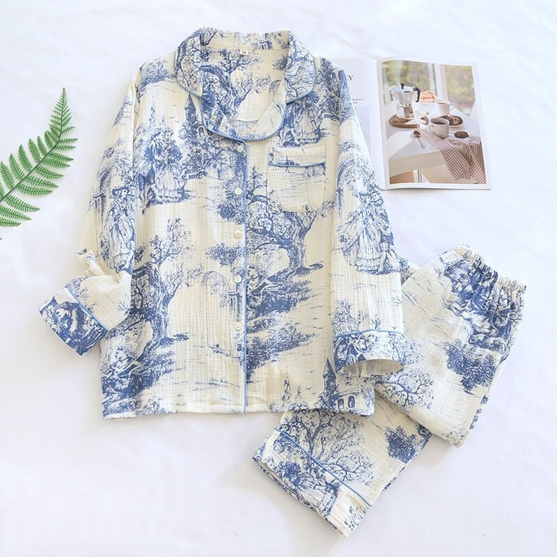 Azure Garden (%100 Pamuk Müslin Pijama Takımı)