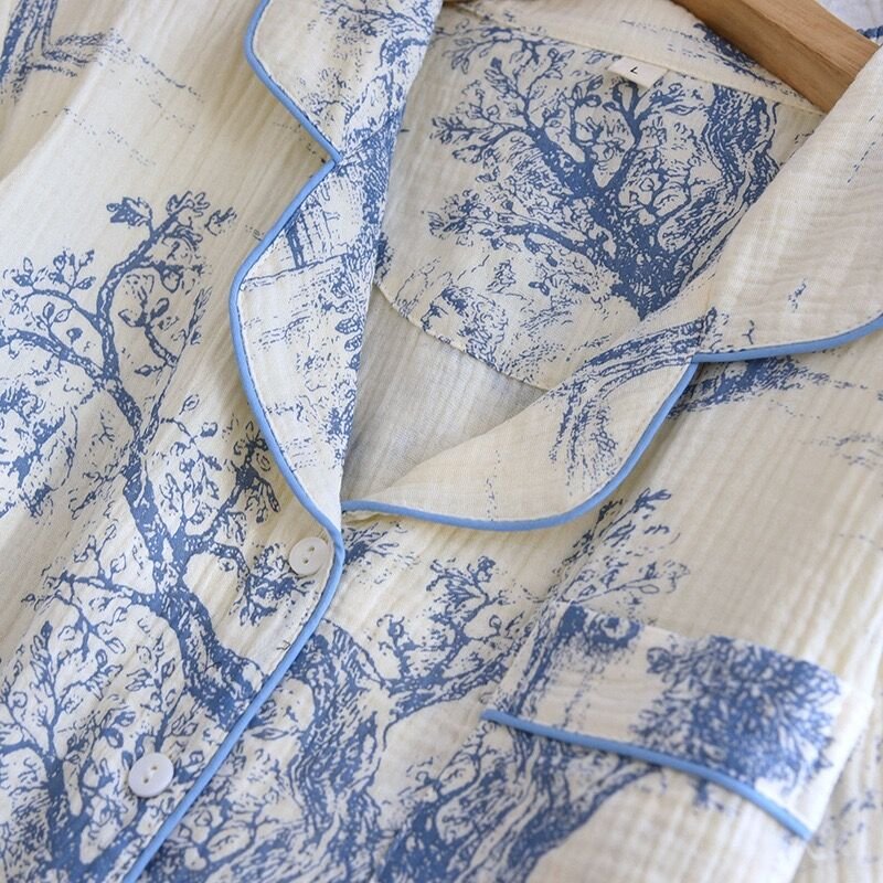Azure Garden (%100 Pamuk Müslin Pijama Takımı)