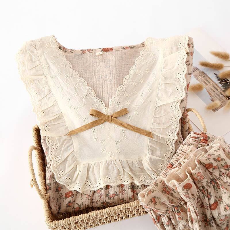 Belle Fleur (%100 Pamuk Müslin Pijama Takımı)