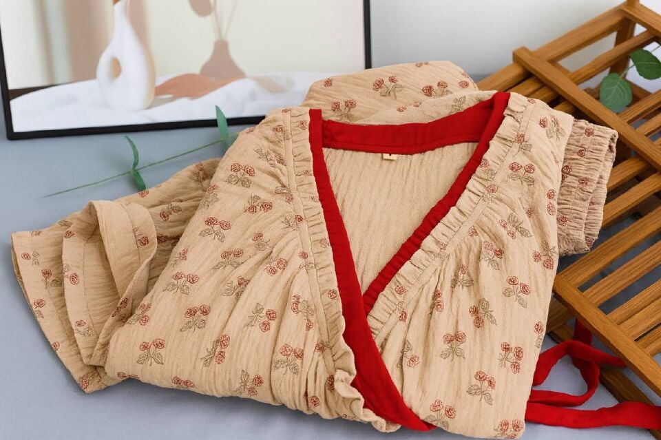 Scarlet Bloom (%100 Pamuk Müslin Pijama Takımı)