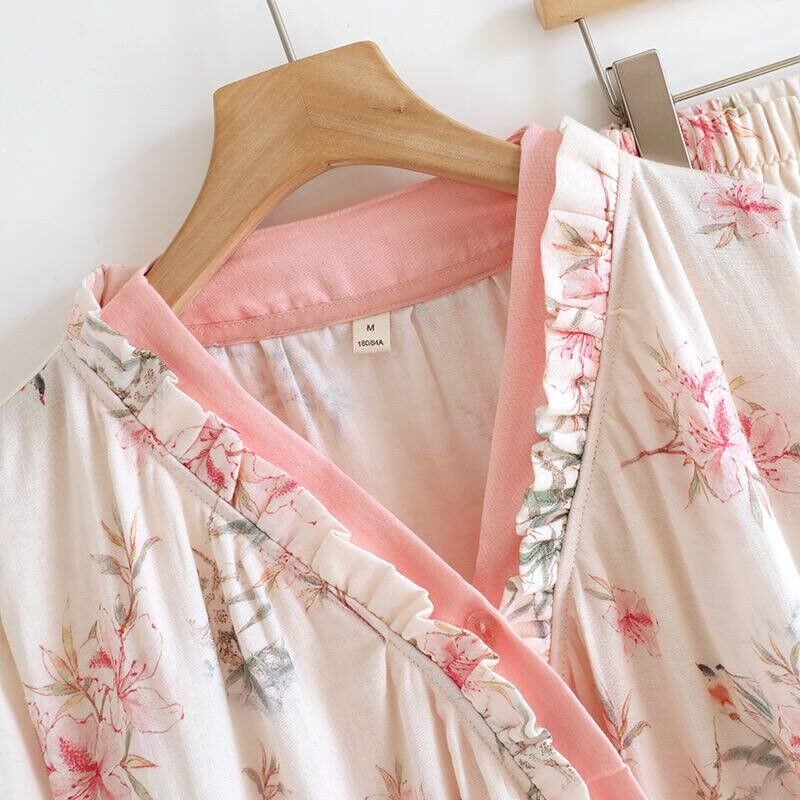 Blush Sakura  (%100 Pamuk Dokuma Müslin Pijama Takımı)