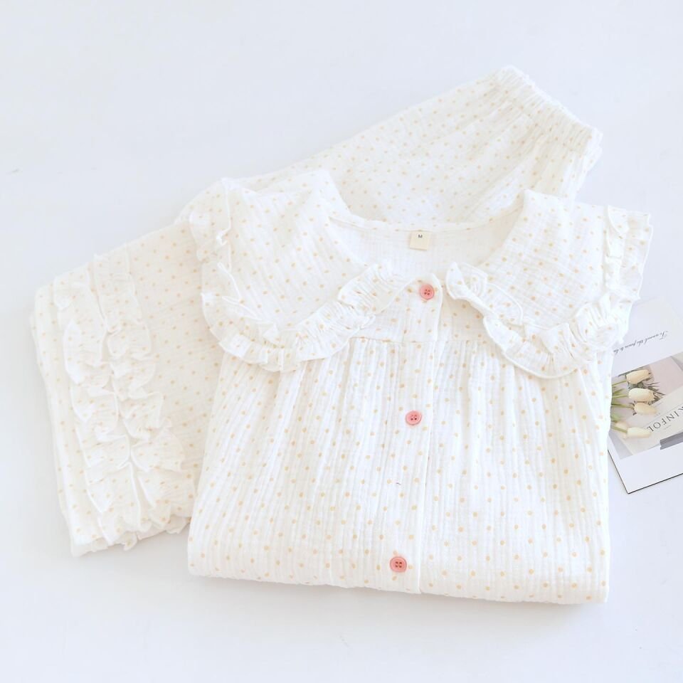 Ivory Dots (%100 Pamuk Müslin Pijama Takımı)