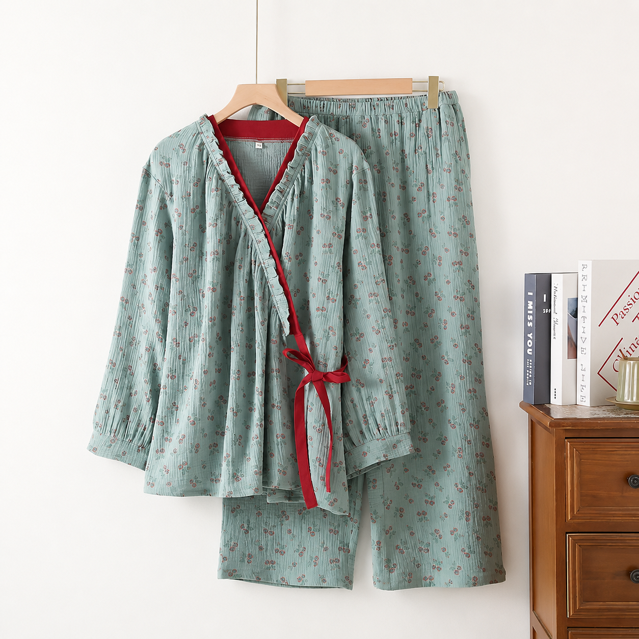 Mint Scarlet (%100 Pamuk Müslin Pijama Takımı)