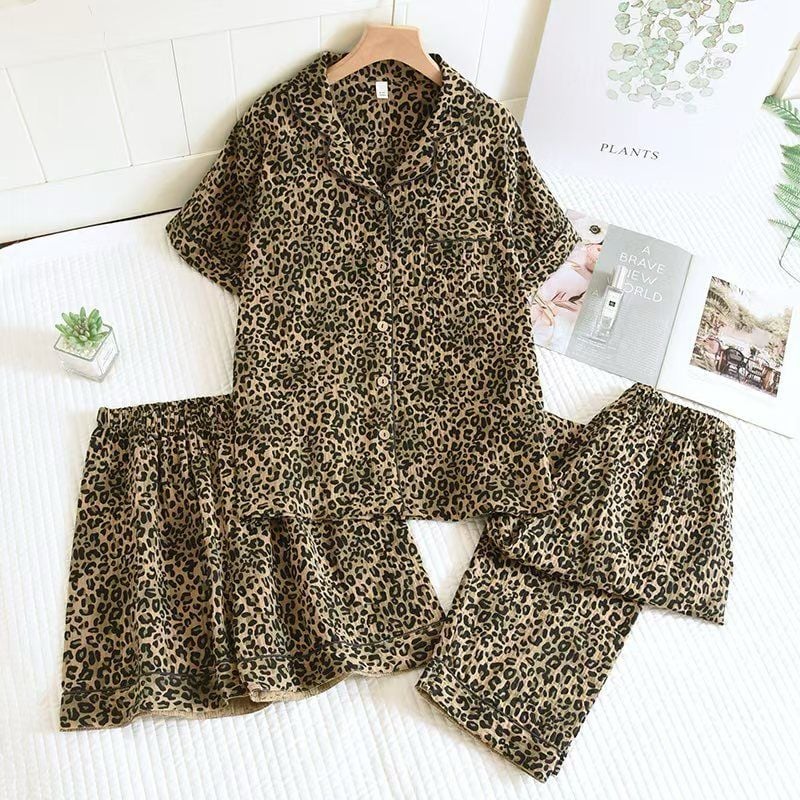 Leopard Dream  (%100 Pamuk Müslin Pijama Takımı) 3'LÜ SET