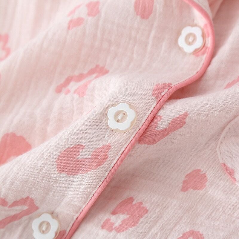 Pink Heart (%100 Pamuk Müslin Pijama Takımı) 3'LÜ SET