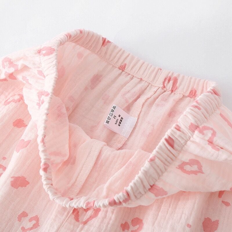 Pink Heart (%100 Pamuk Müslin Pijama Takımı) 3'LÜ SET