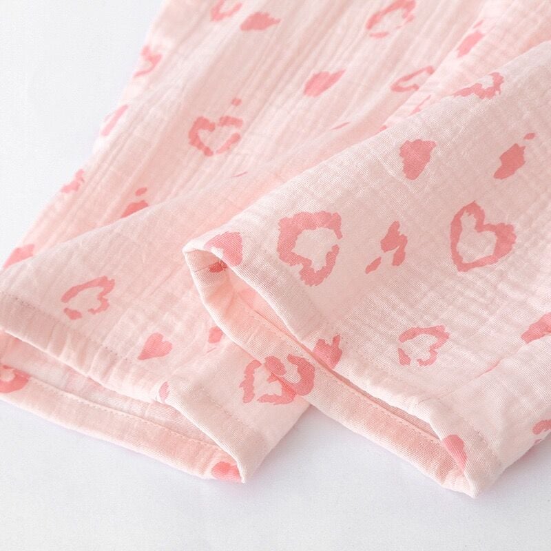Pink Heart (%100 Pamuk Müslin Pijama Takımı) 3'LÜ SET