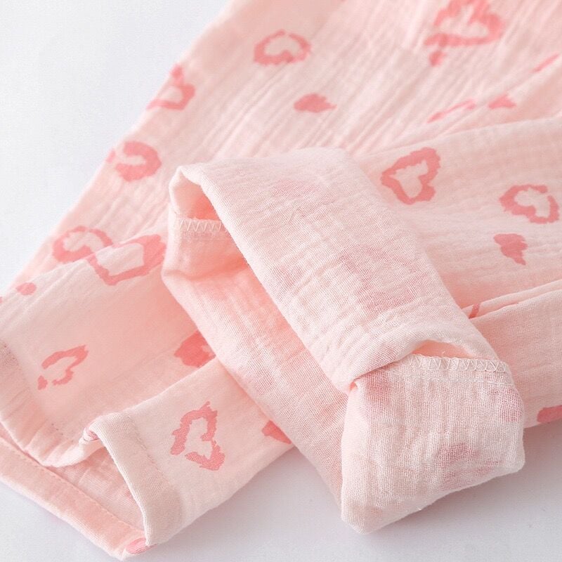 Pink Heart (%100 Pamuk Müslin Pijama Takımı) 3'LÜ SET