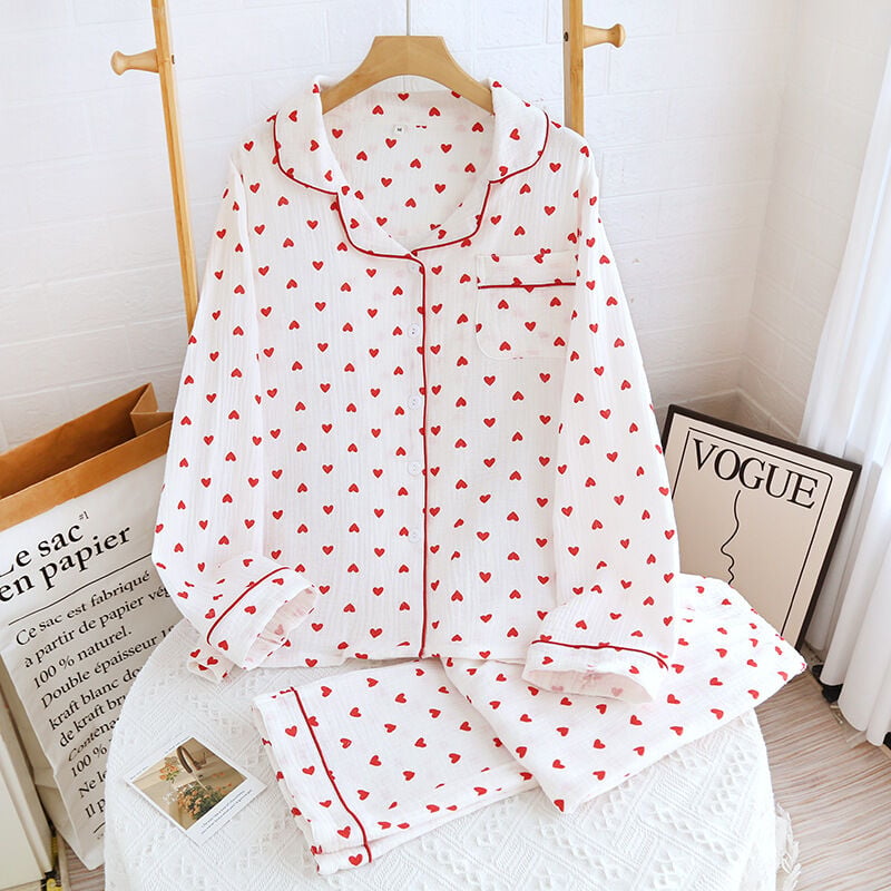 Ivory Heart (%100 Pamuk Müslin Kadın Pijama Takımı)