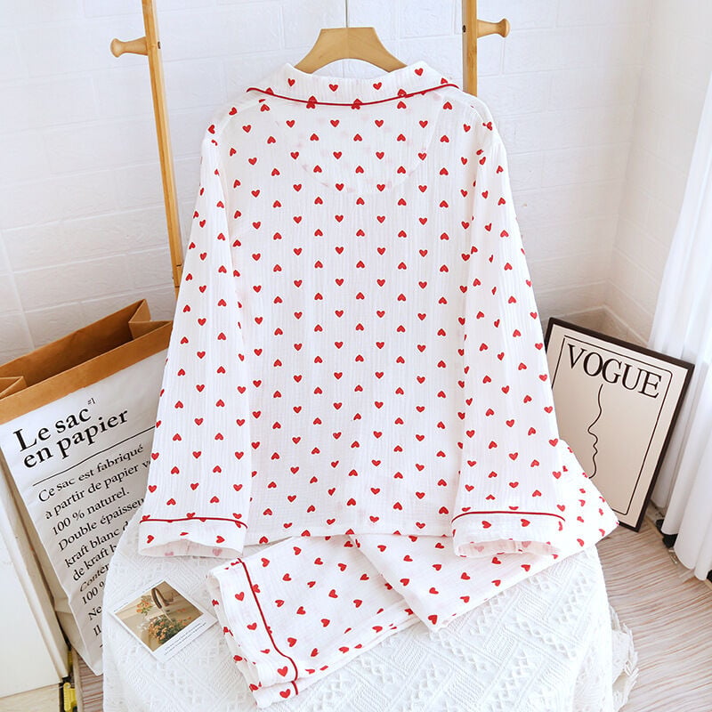 Ivory Heart (%100 Pamuk Müslin Kadın Pijama Takımı)