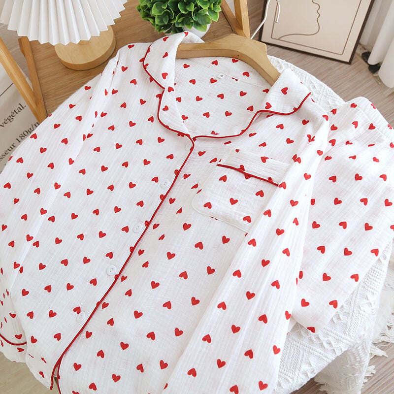 Ivory Heart (%100 Pamuk Müslin Kadın Pijama Takımı)