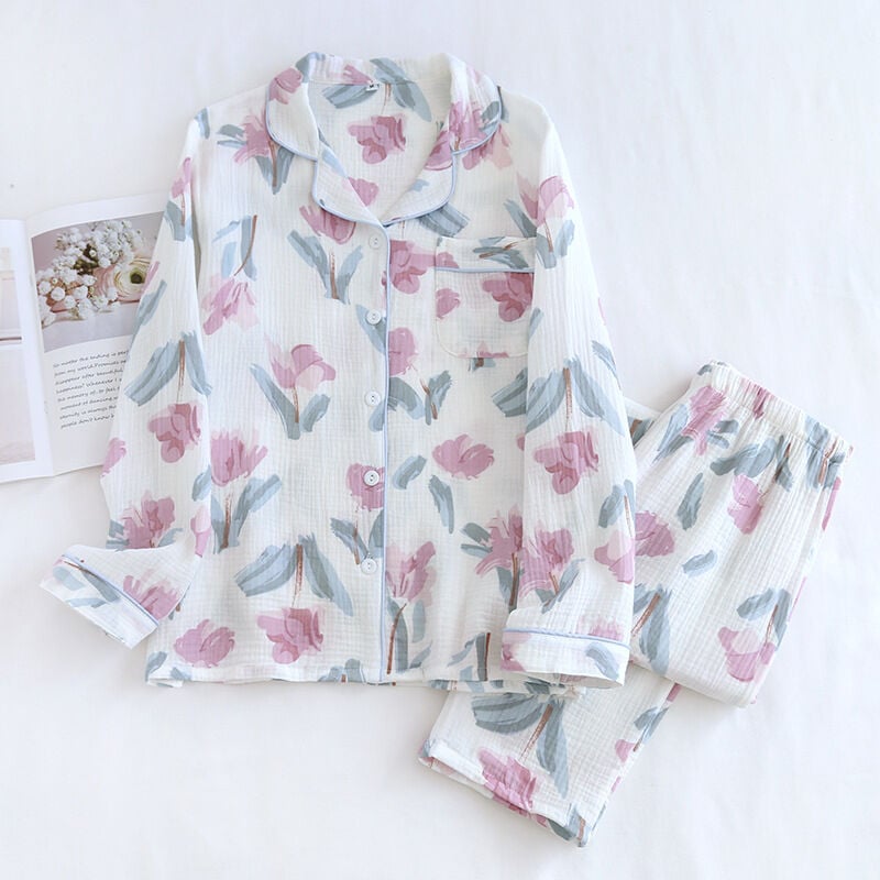 Soft Tulip (%100 Pamuk Müslin Kadın Pijama Takımı)